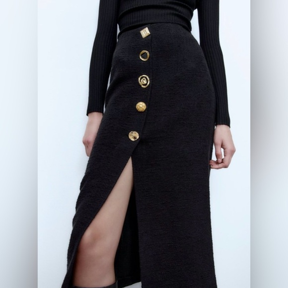 Zara high Waist Tweed Midi - Picture 3 of 3